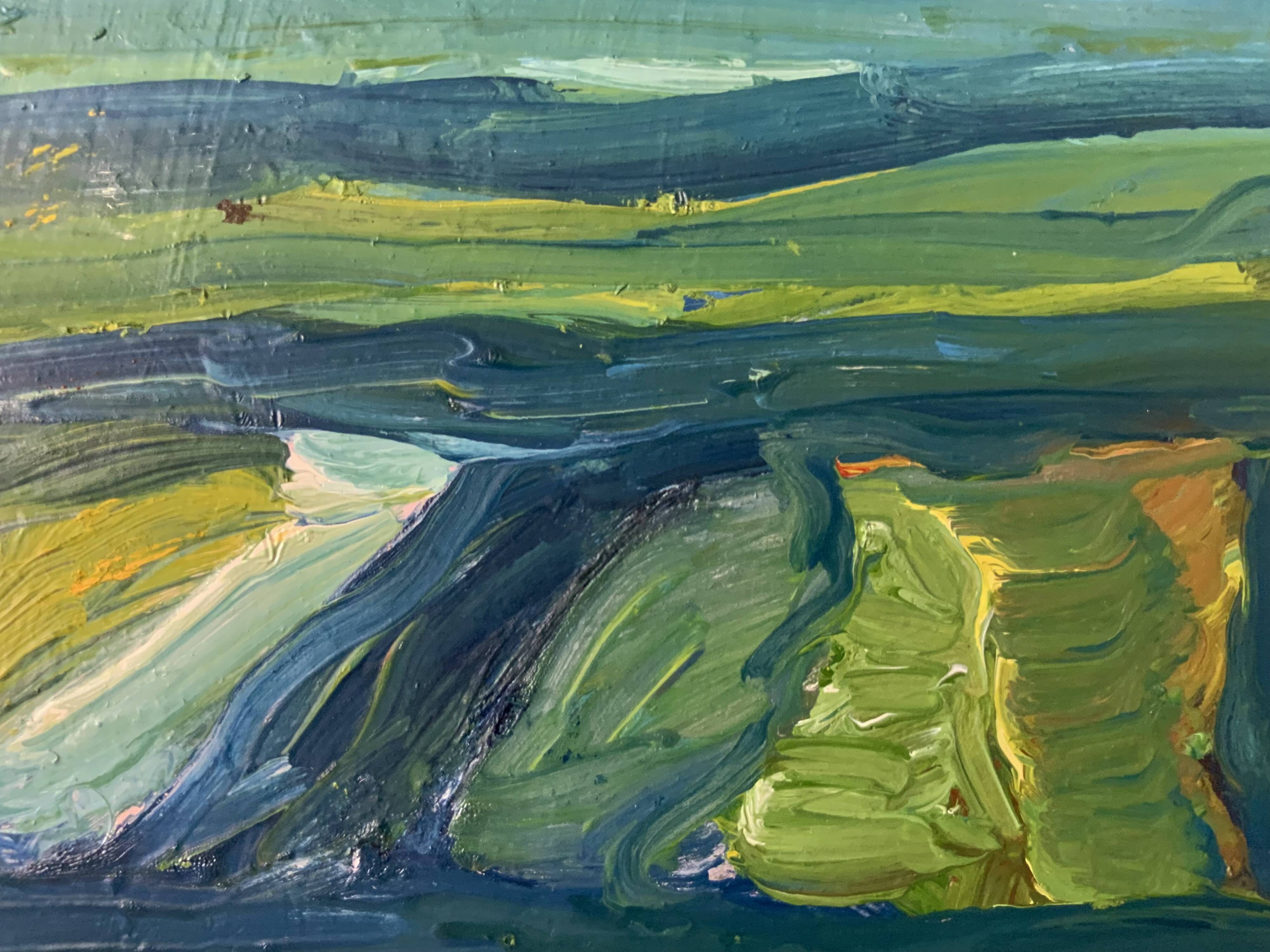 Vintage Painting Abstract Modernist Landscape By Thabe Carlson 1971