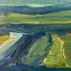 Vintage Painting Abstract Modernist Landscape By Thabe Carlson 1971