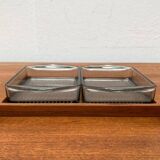 Plateau danois en teck du milieu du siècle avec verres de Lüthje Wood, lot de 3