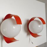 Paire d'appliques space age orange