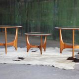 Set of 3 sculptural walnut side tables