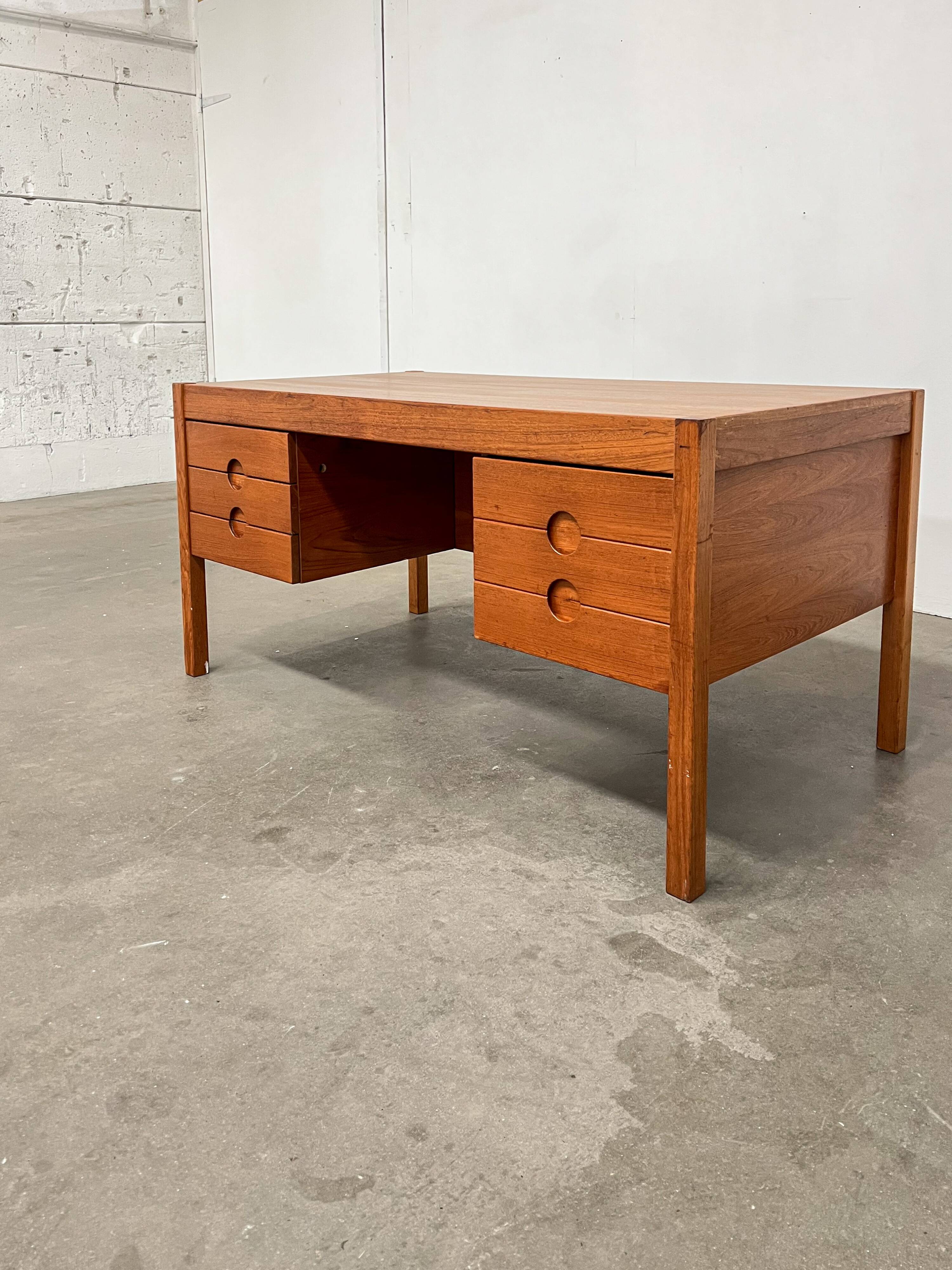 Vintage Scandinavian teak desk attributed to Christian Linneberg.