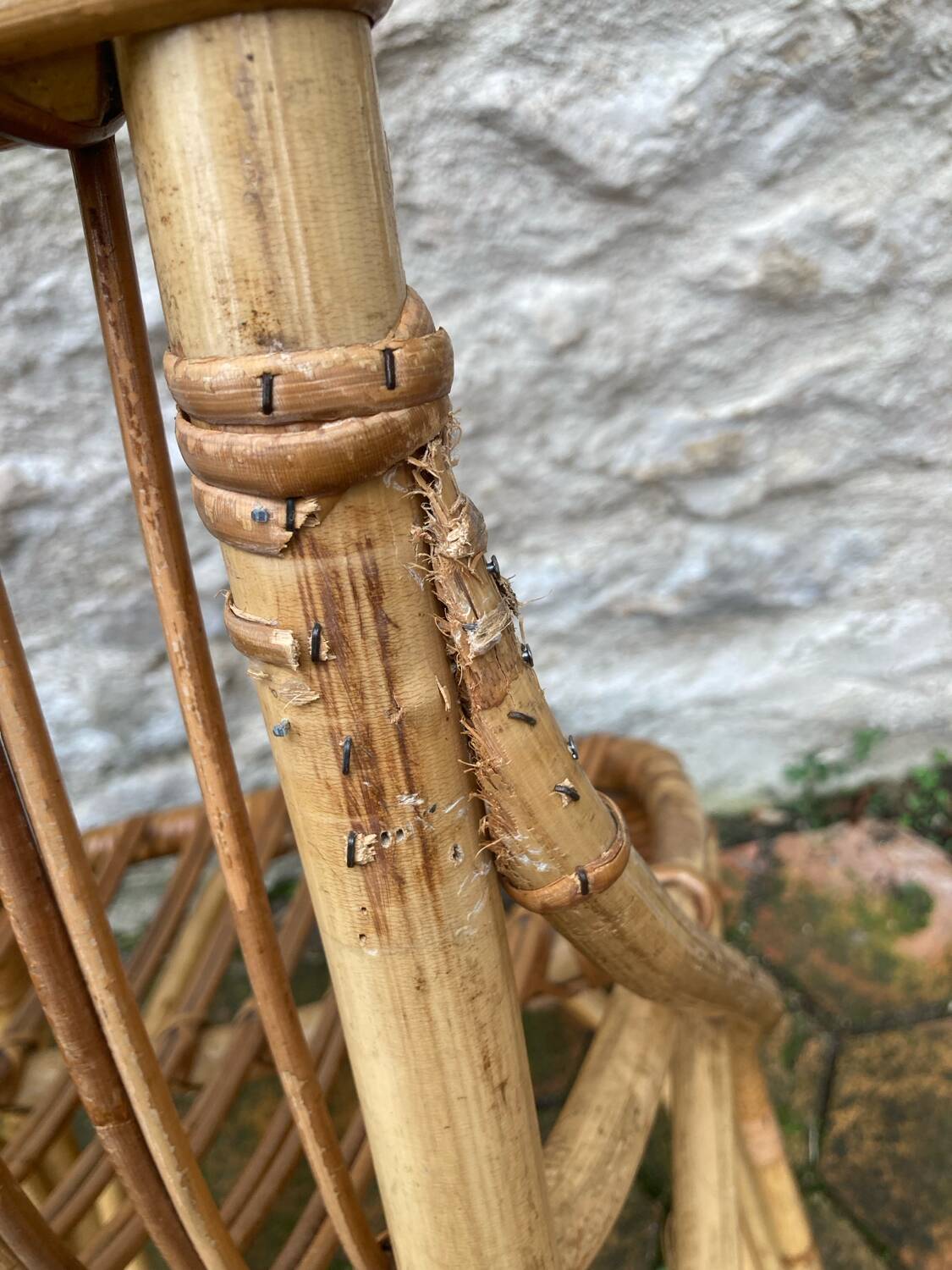 Lot de 10 chaises en rotin vintage