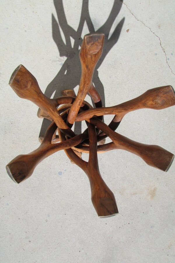 Rare pied six branches entrecoisées et plateau verre