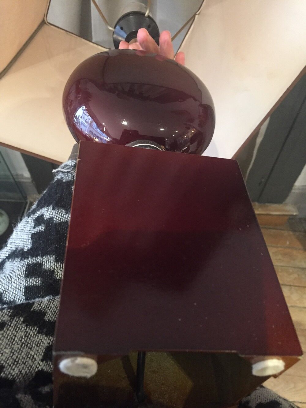 Lacquered table lamp Philippe Barbier years 1970