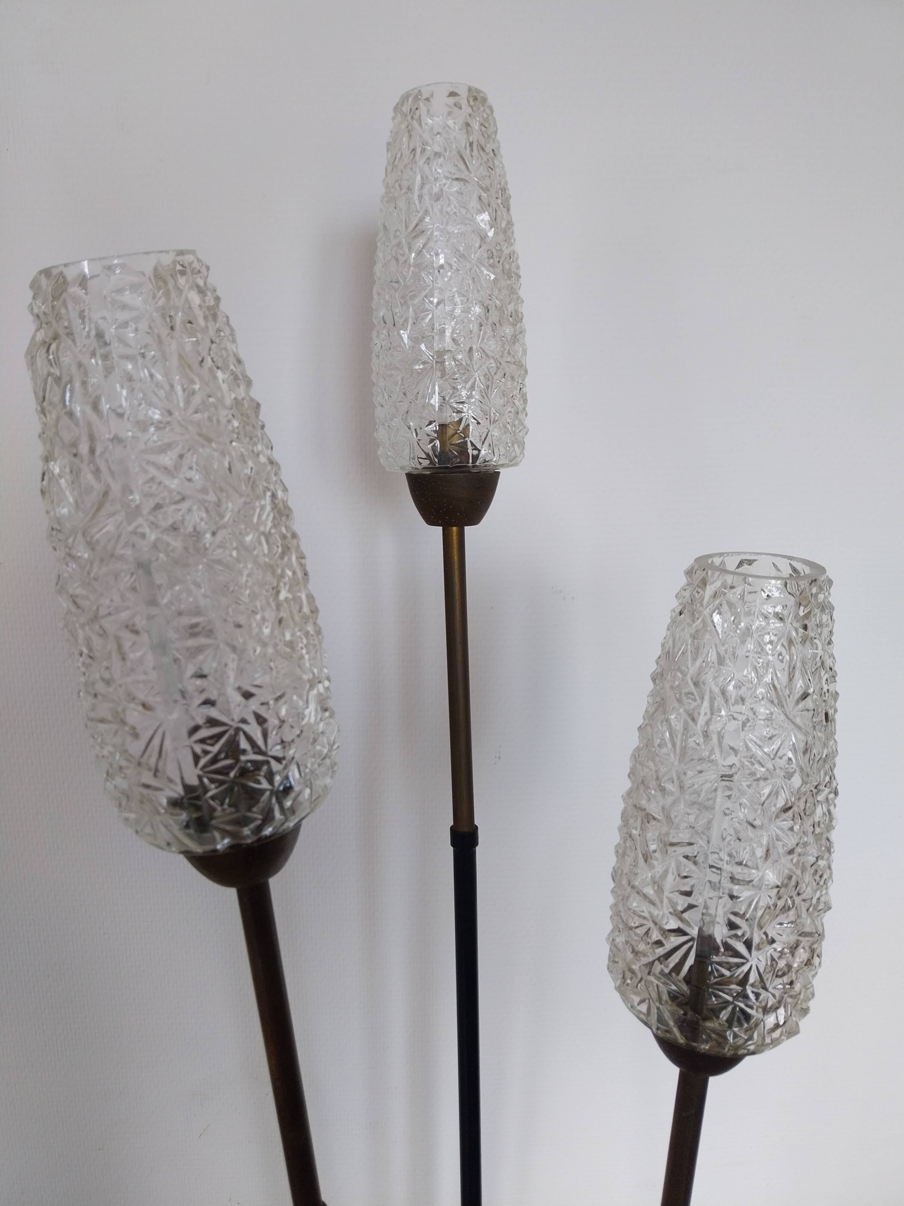 Arlus Lunel 3-branched floor lamp in brass and black metal