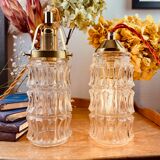 Walking lamp suspension tulip vintage pressed glass 70s