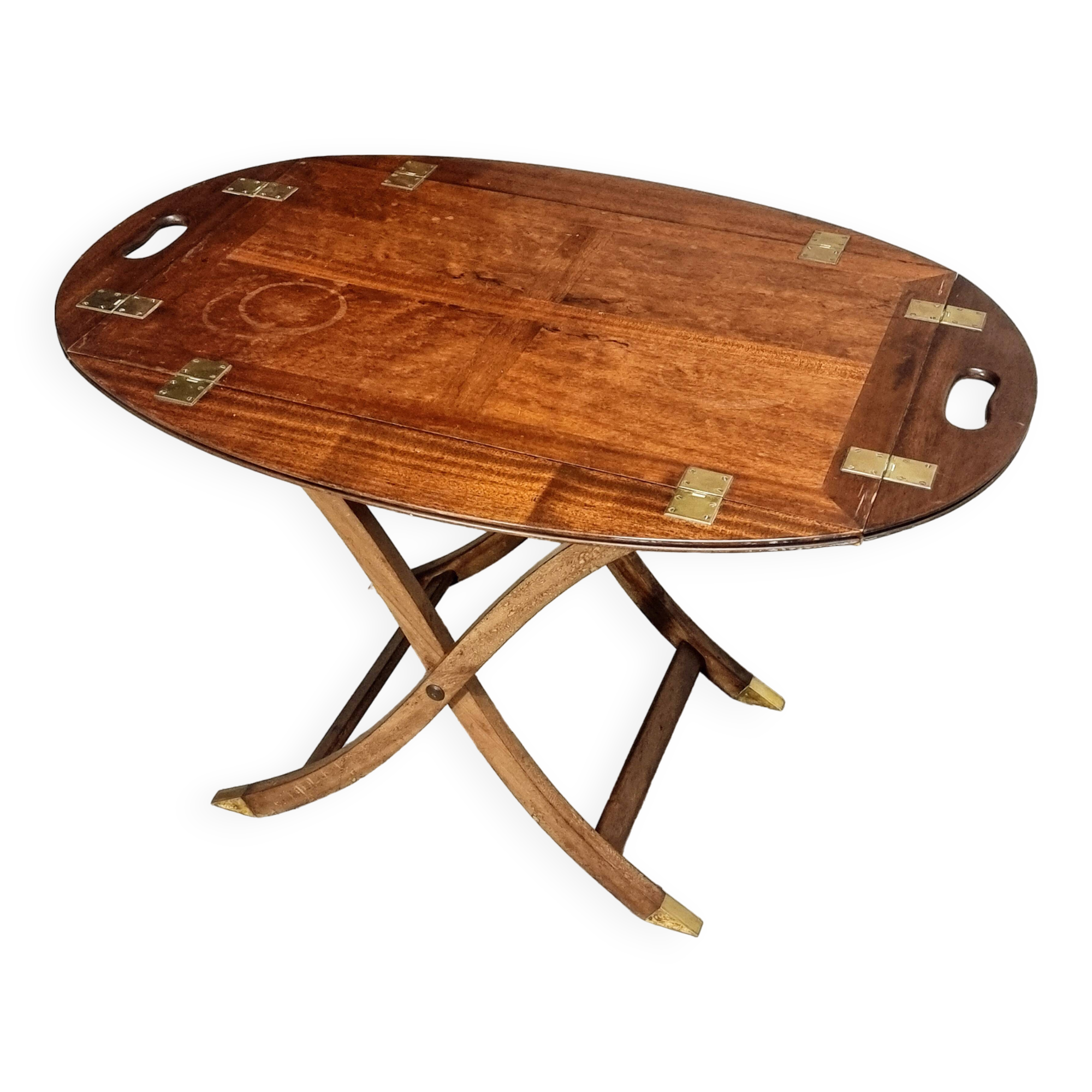 Vintage butler tray nautical side table mahogany