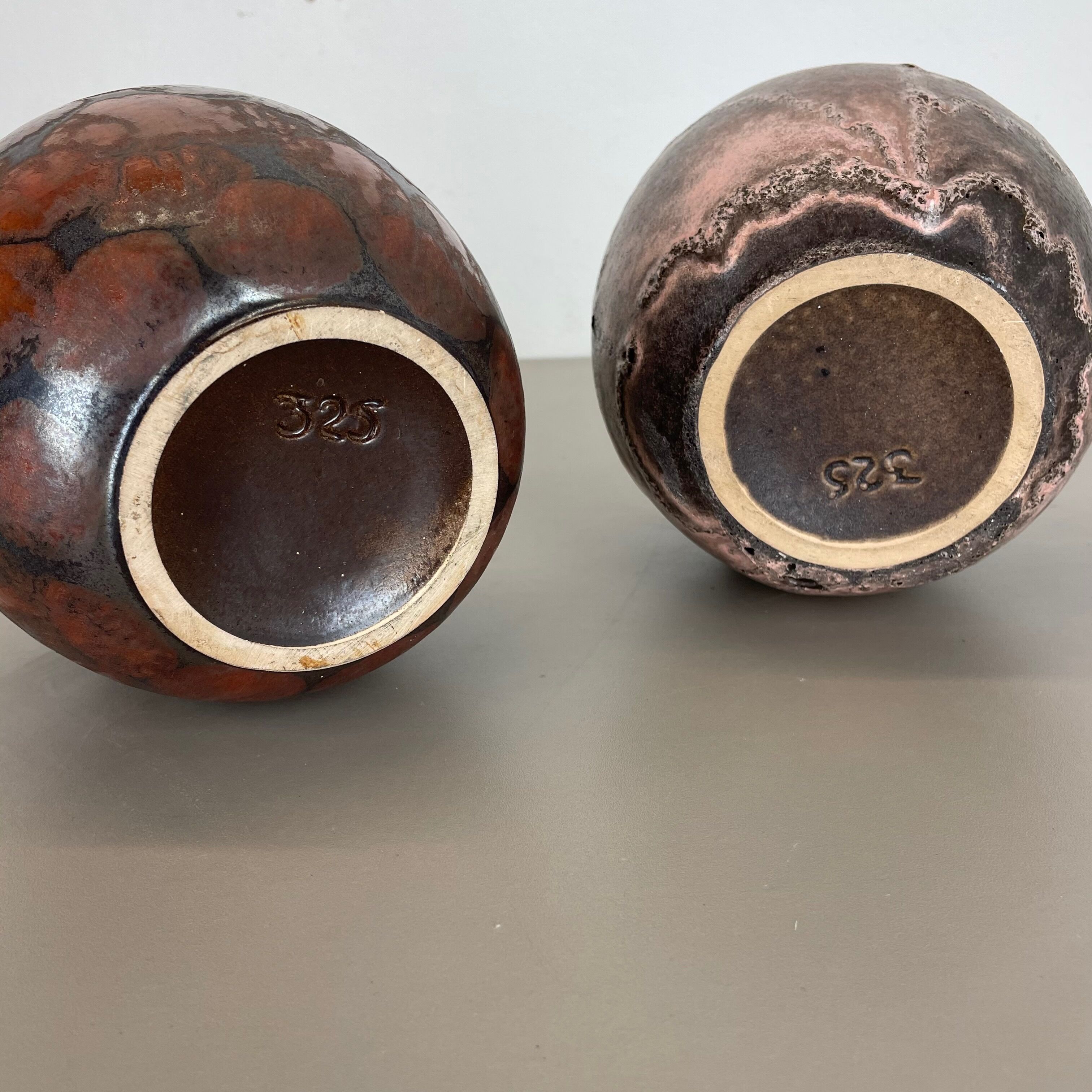 Set of 2 Pottery Vases Fat Lava Abstract Designed by Ruscha, Germany, 1960s