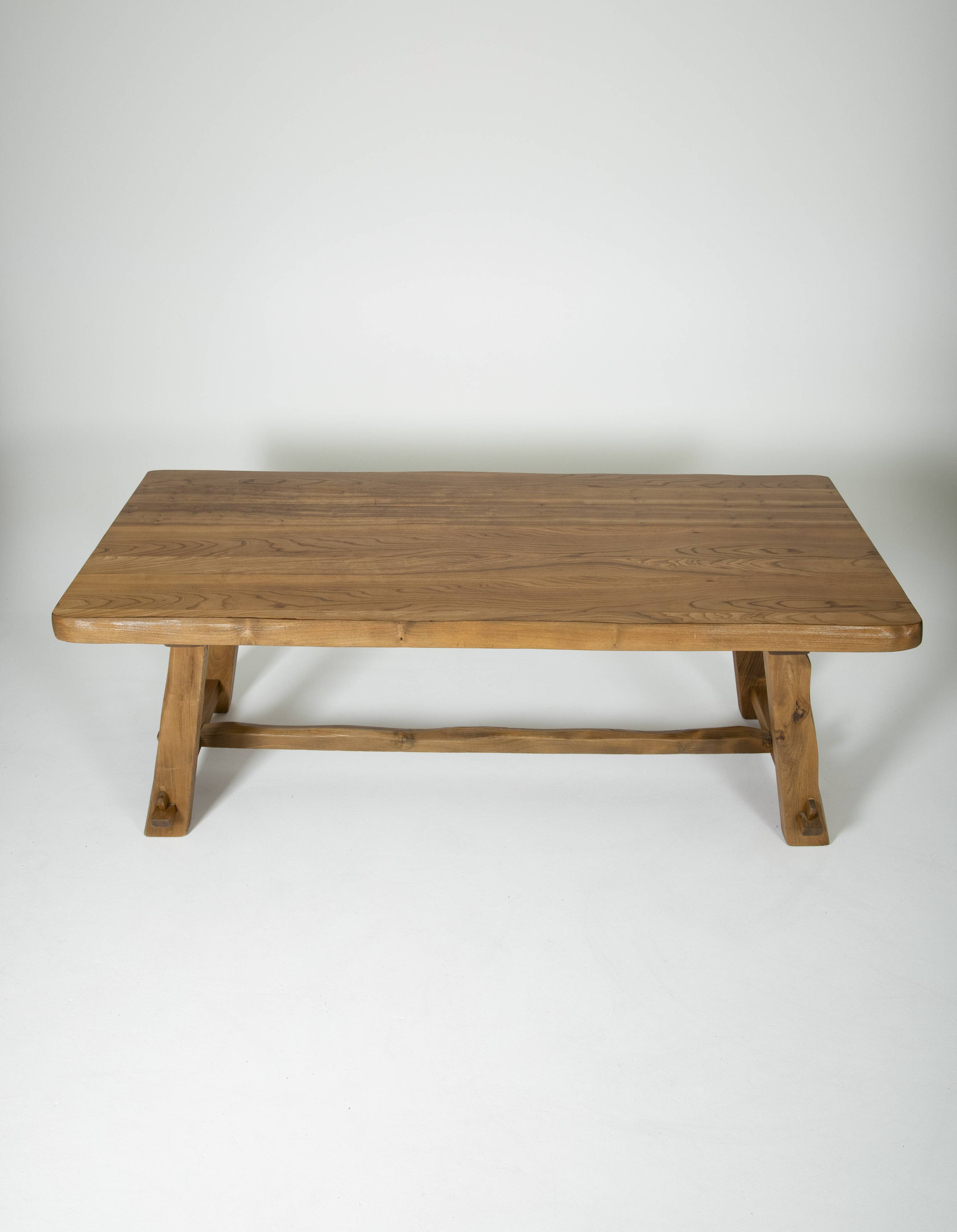 Elm table by Aranjou, France 1970s