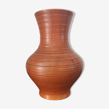 Art deco ceramic vase 'terra cotta' signed made in France 30s