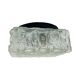 1970s square Hillebrand ceiling light made of thick pressed glass.