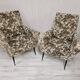 Pair of Mid-Century Design armchairs – jacquard upholstery with tapered legs