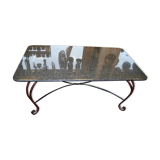 Wrought iron table and granite marble tray