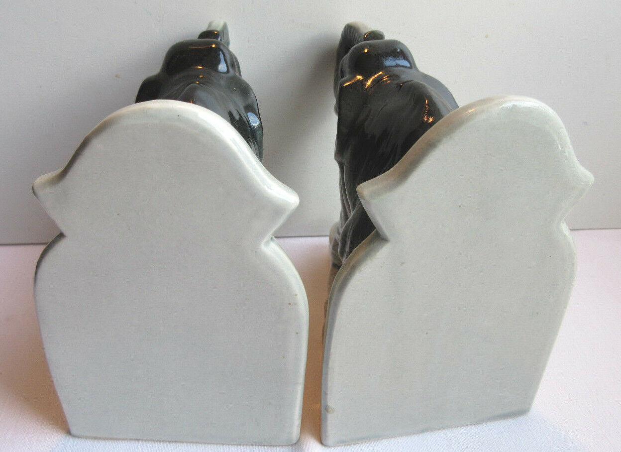 Ancient ceramic art deco bookends, elephant on terrace, no. 2325