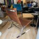 Vintage armchair design steel and leathers stretched 70s