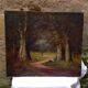 Old painting, oil on canvas representing a forest scene, early twentieth century