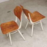 Pair of chairs ex Czechoslovakia TON Thonet White and waxed wood