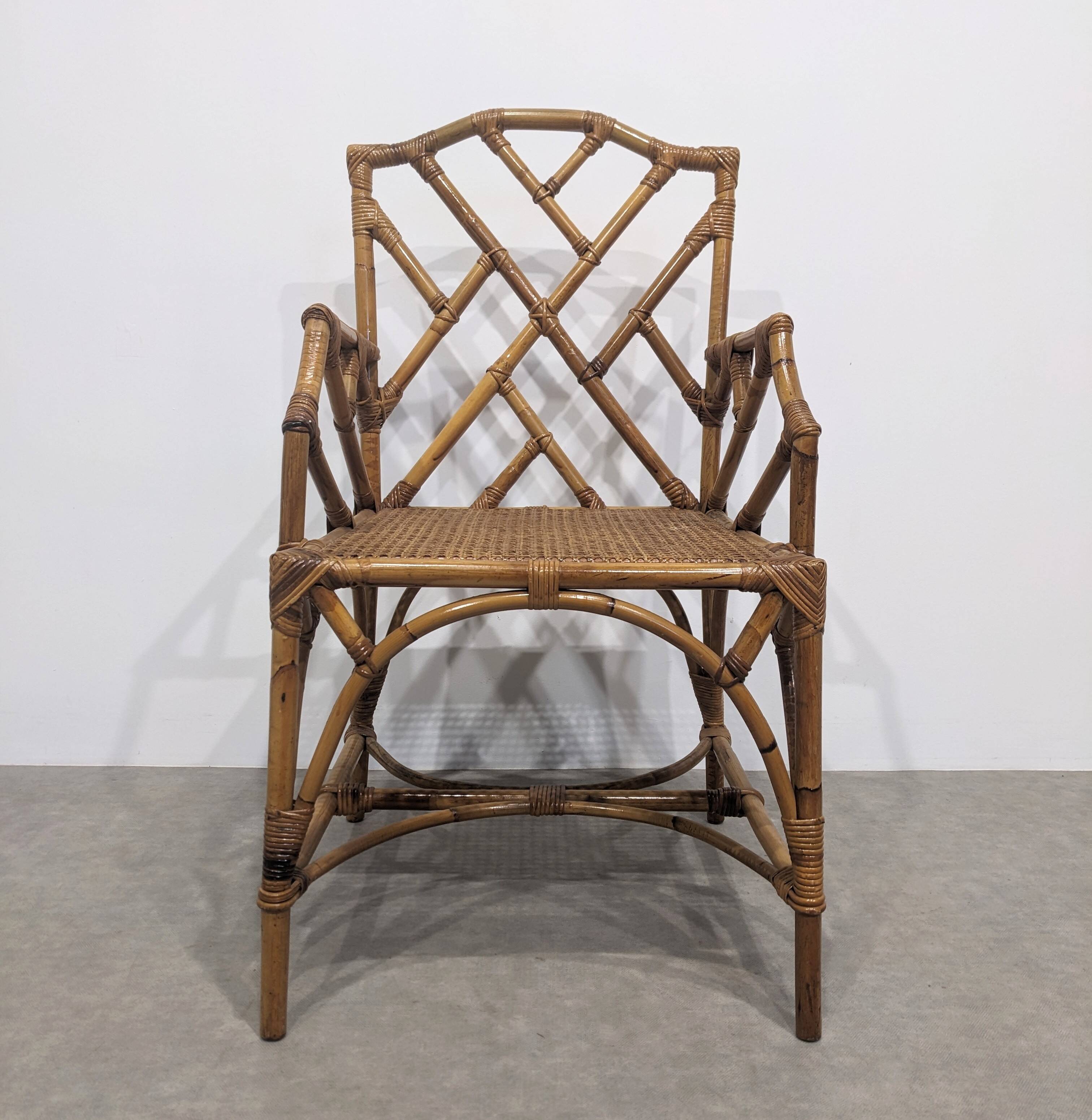 Vintage rattan and bamboo armchair