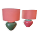 Paire de lampes en céramique rouge et verte