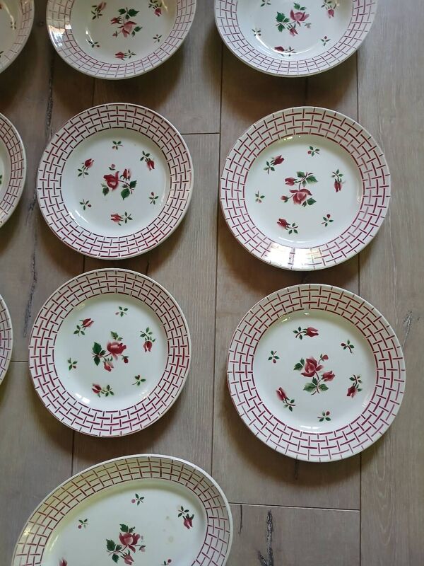 12 assiettes + 1 Plat Digoin et Sarreguemines