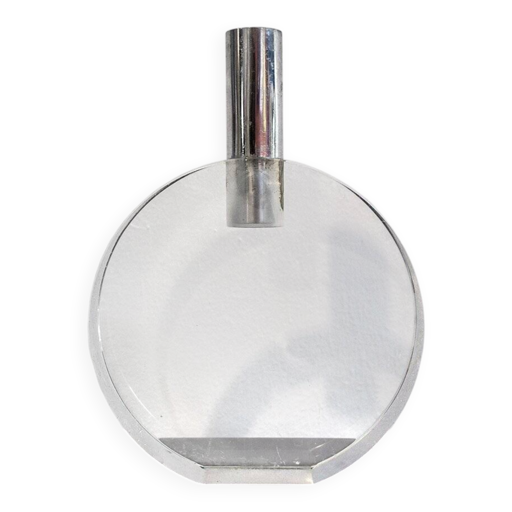 Acrylic glass vase and stainless steel, Italy, 1970s