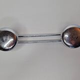 Vintage chrome metal wall coat rack, 2 hooks, 23 cm