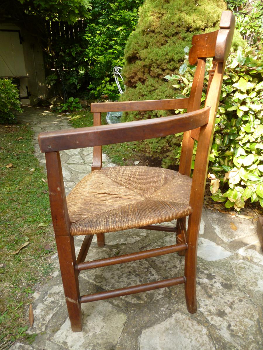 Fauteuil paillé d'époque directoire XVIII E