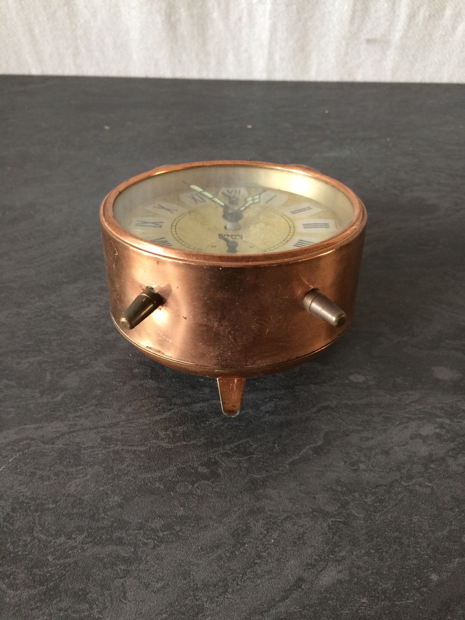 Réveil Japy cuivre décoration années 70 vintage