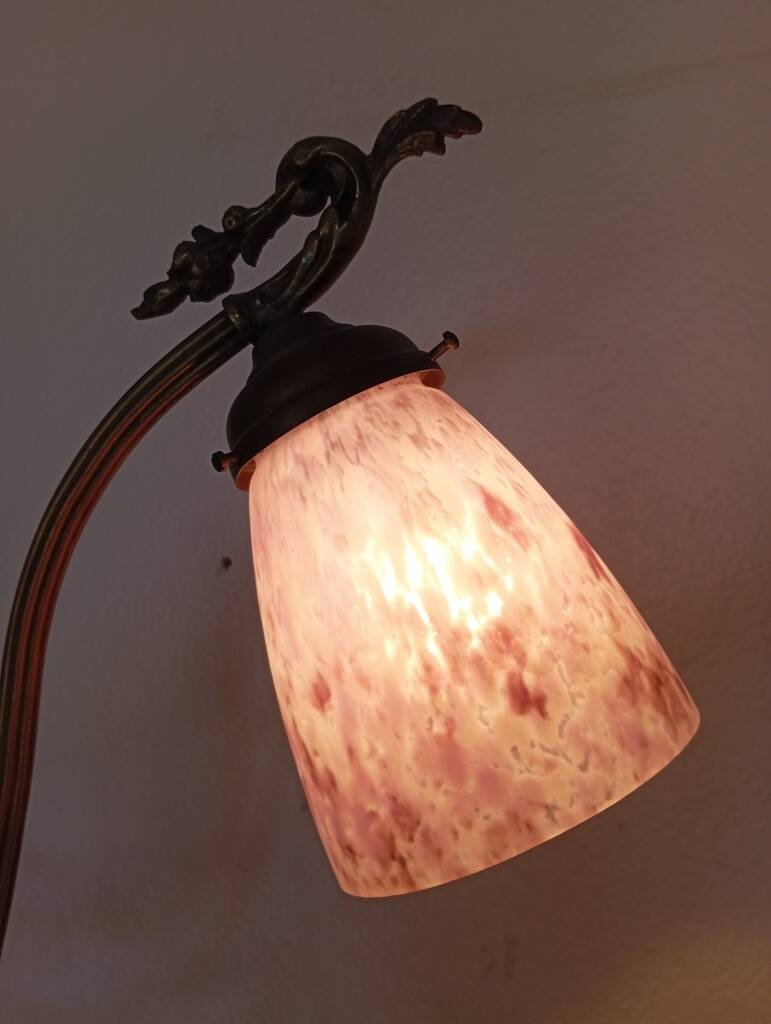 Lampe art nouveau monte et baisse en bronze