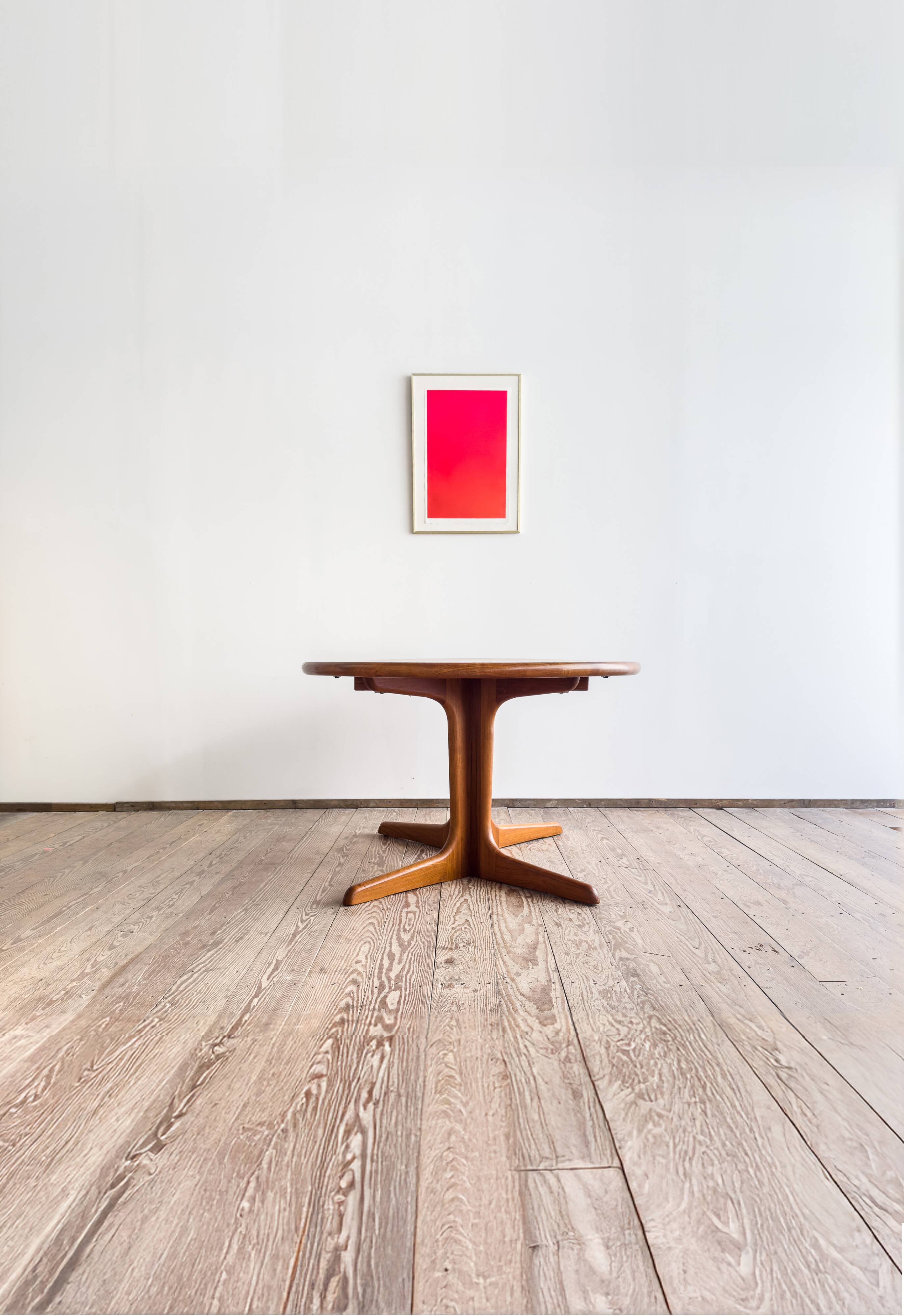 Grande table à manger scandinave vintage en teck massif, Danemark, 1970