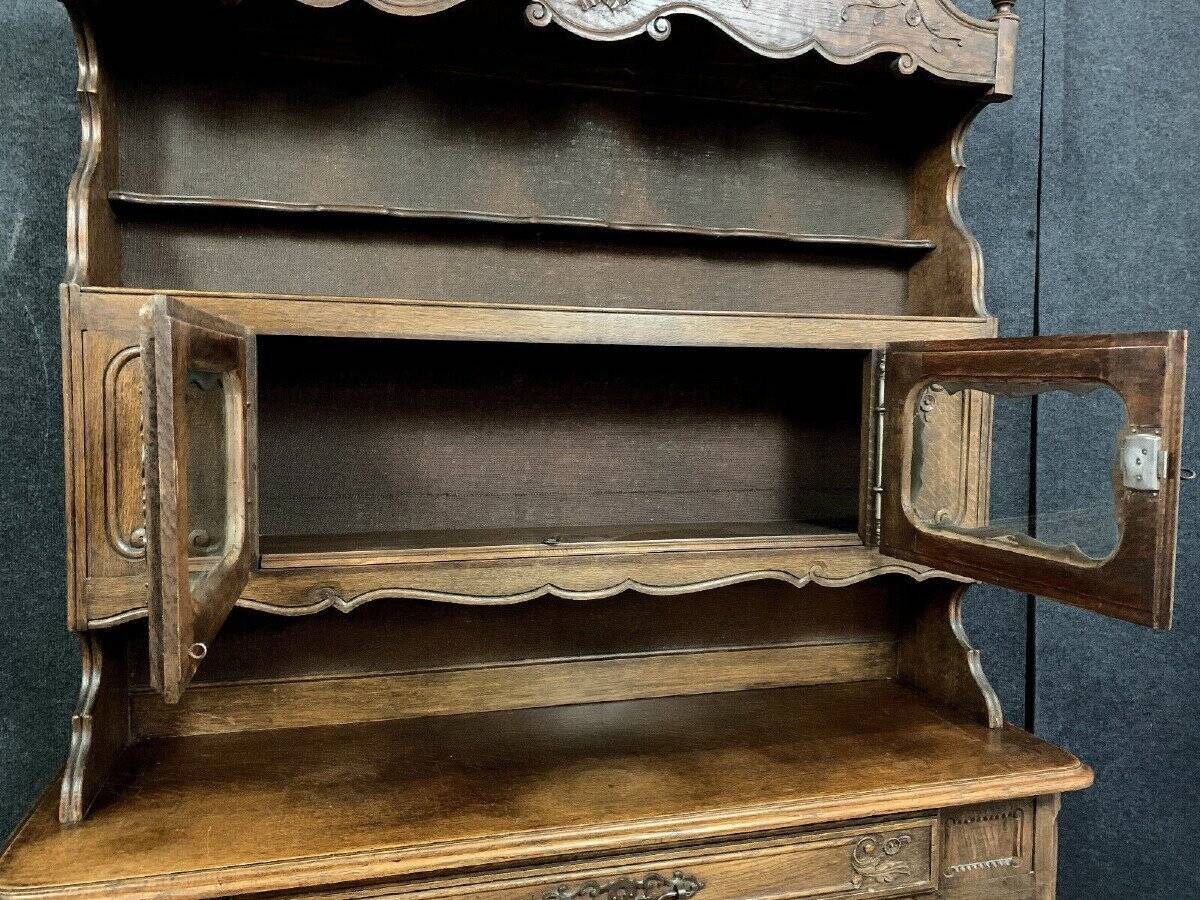 Louis XV Provençal double-body oak bookcase buffet