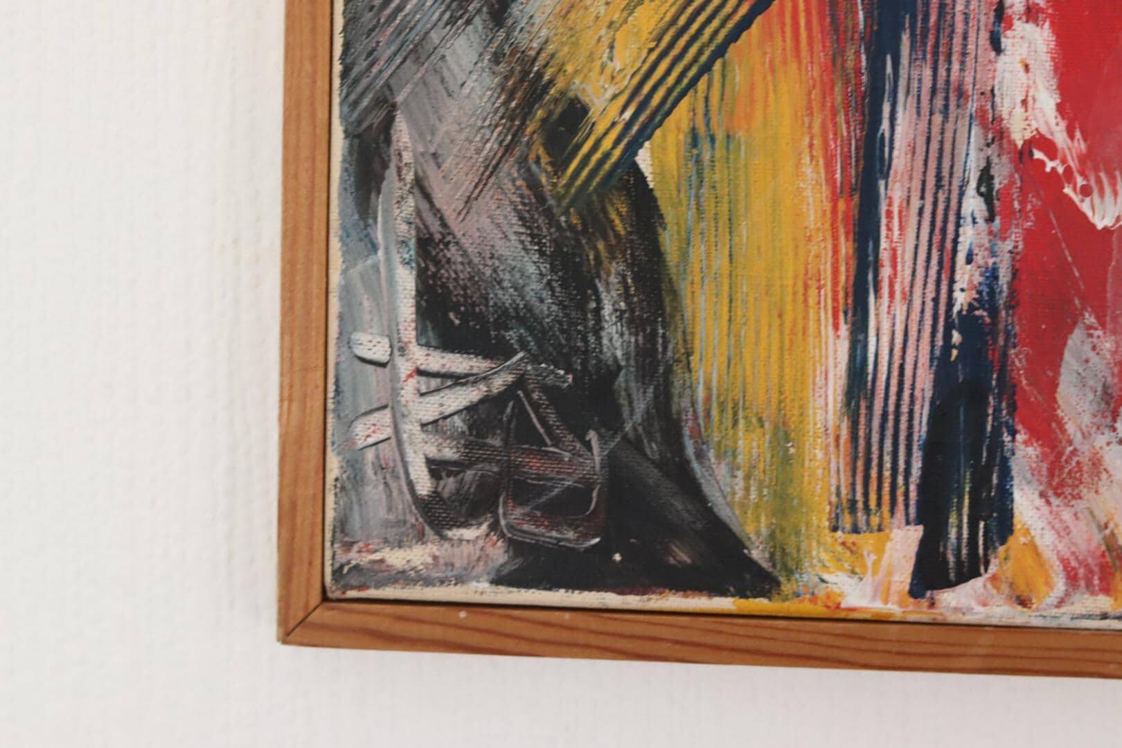 Original Swedish Oil on Canvas – “Abstract” by KB – Vintage & Framed  49 ×