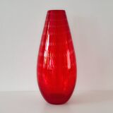 Murano - clear red vase - bullicante technique - mcm 1950s 1960s - contemporary design