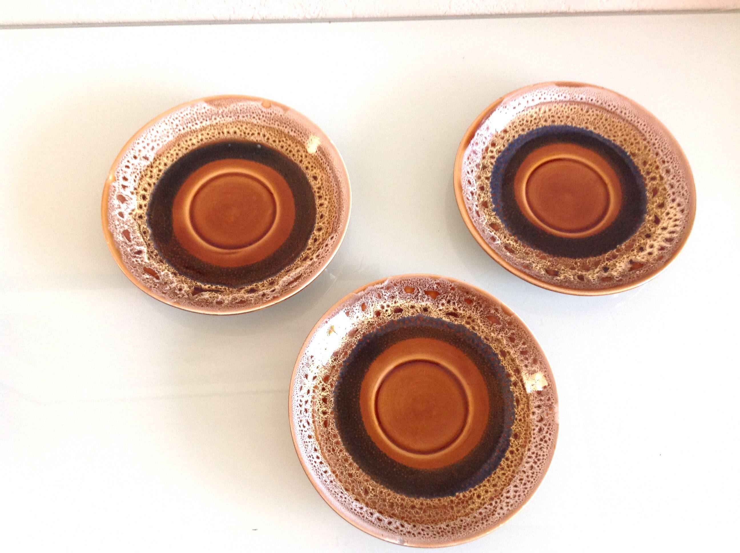 Hawaiian decor coffee service from the Sarreguemines faience factories / vintage 60s-70s