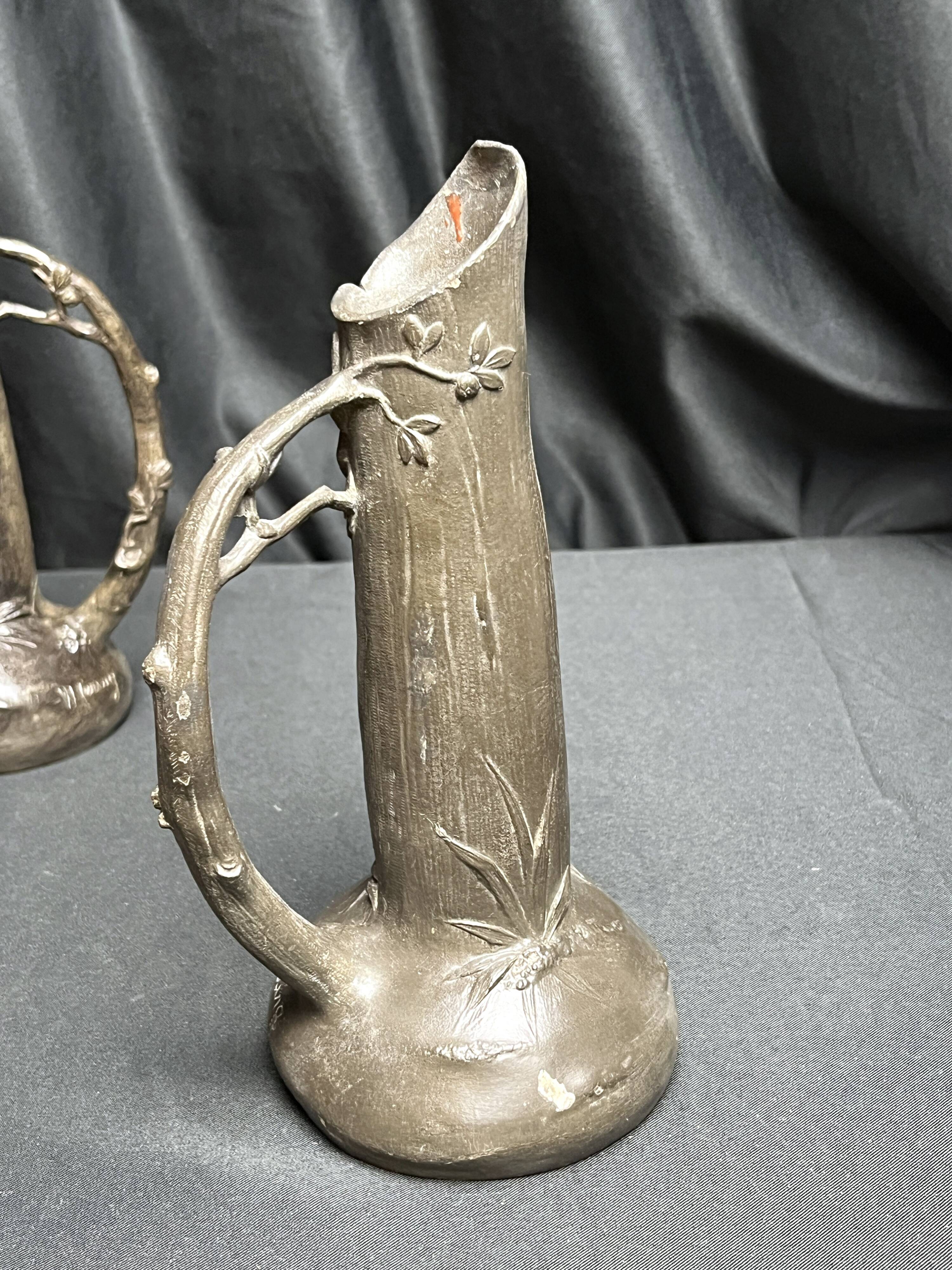 Art Nouveau pair of pewter vases signed W. Hering circa 1900