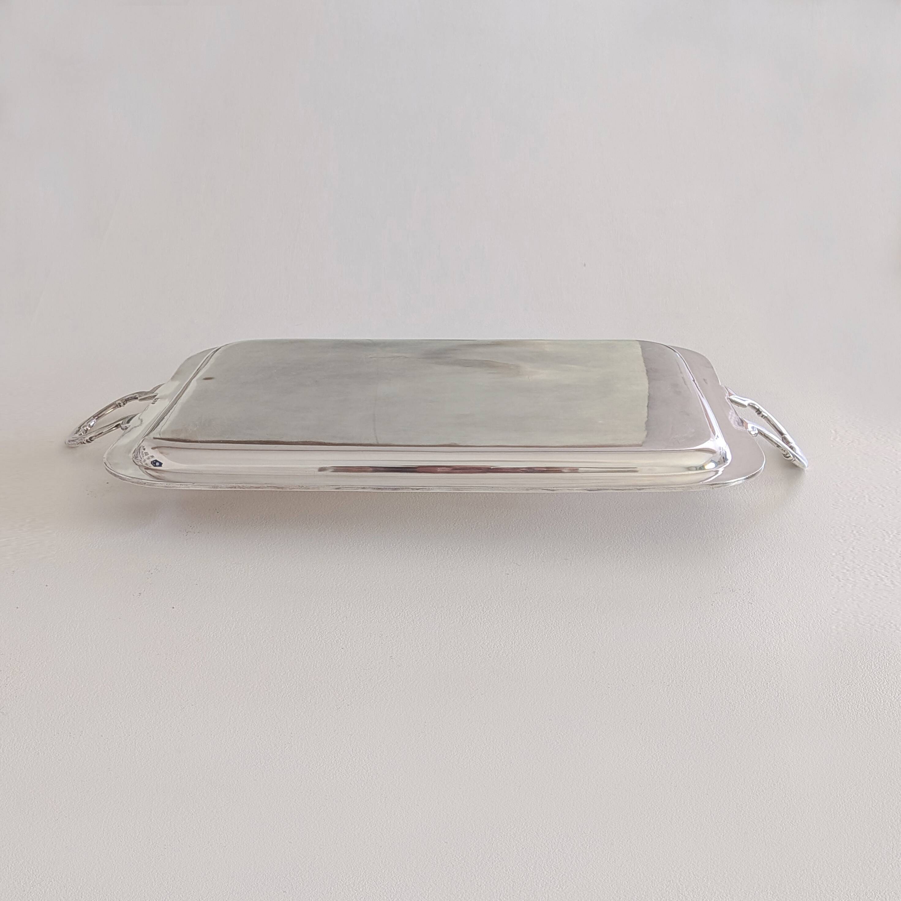 Large silver-plated service tray in Phoenix Louis XVI style.