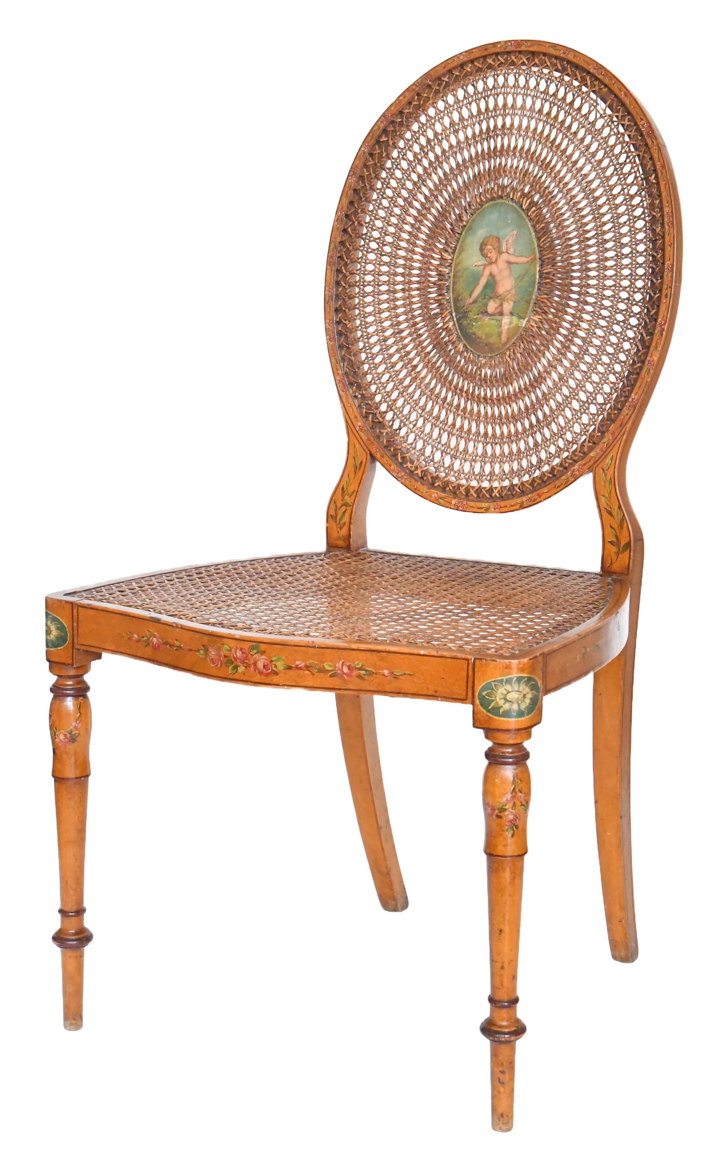 English caned chair in painted wood