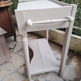 Repainted solid wood side table with lower shelf 1900