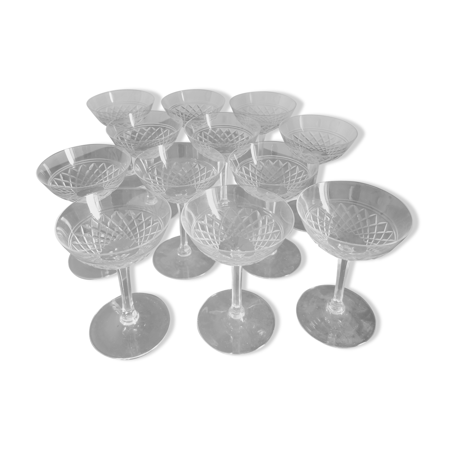 12 coupes cristal gravé vintage