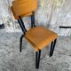 Pair of antique chairs in black metal + wooden seat & back