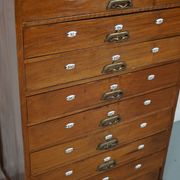 Very Tall Dutch Art Nouveau Walnut Apothecary Cabinet Barber Cabinet, 1900s