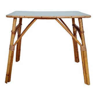 Rattan coffee table sage green top