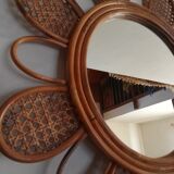 Rattan flower mirror and canning, 56 cm