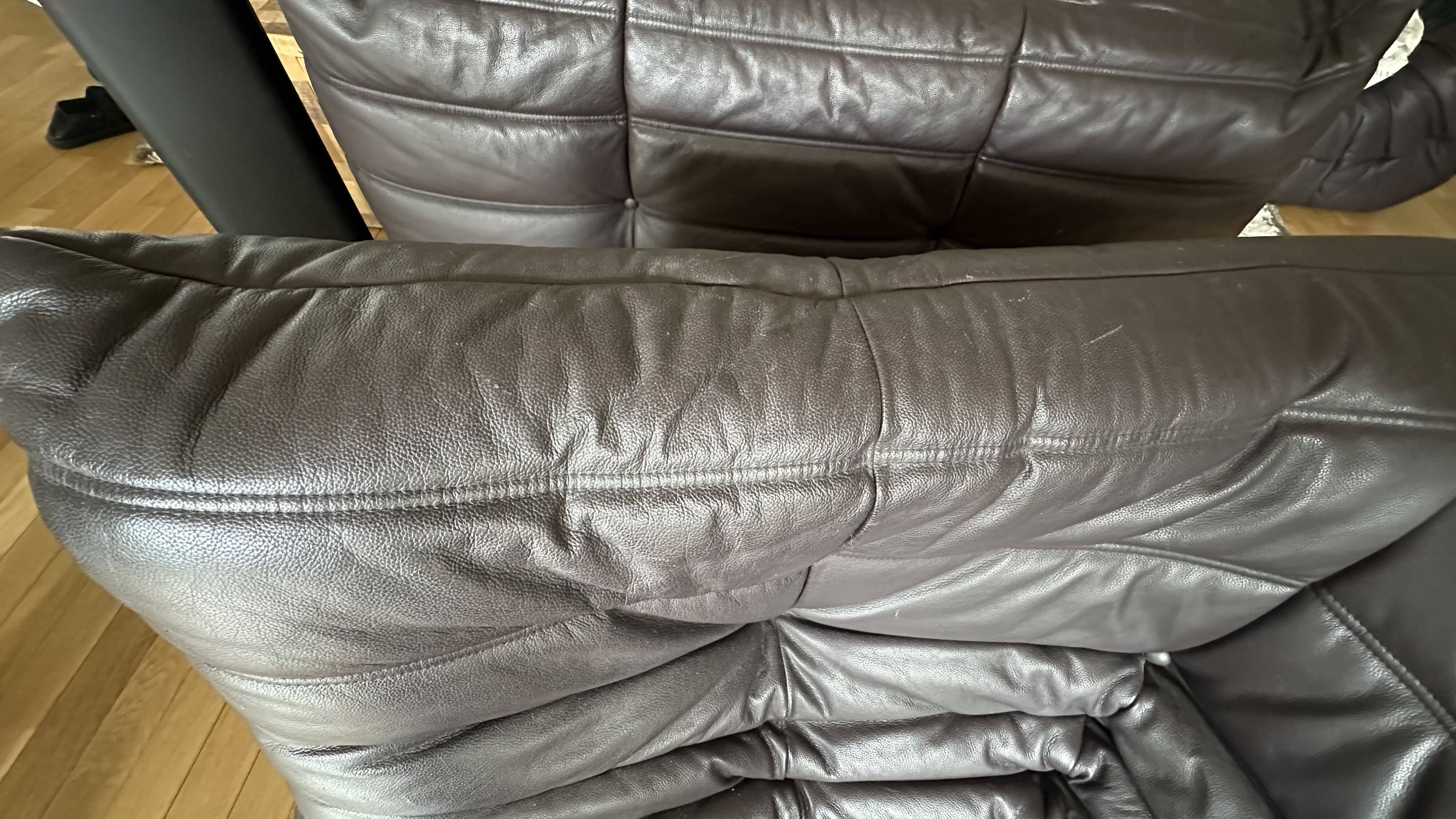 Togo corner sofa in Indiana Ink leather (2 two-seater benches and 1 corner piece)