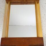 Golden aluminum wooden tray & rectangular mirror circa 1950