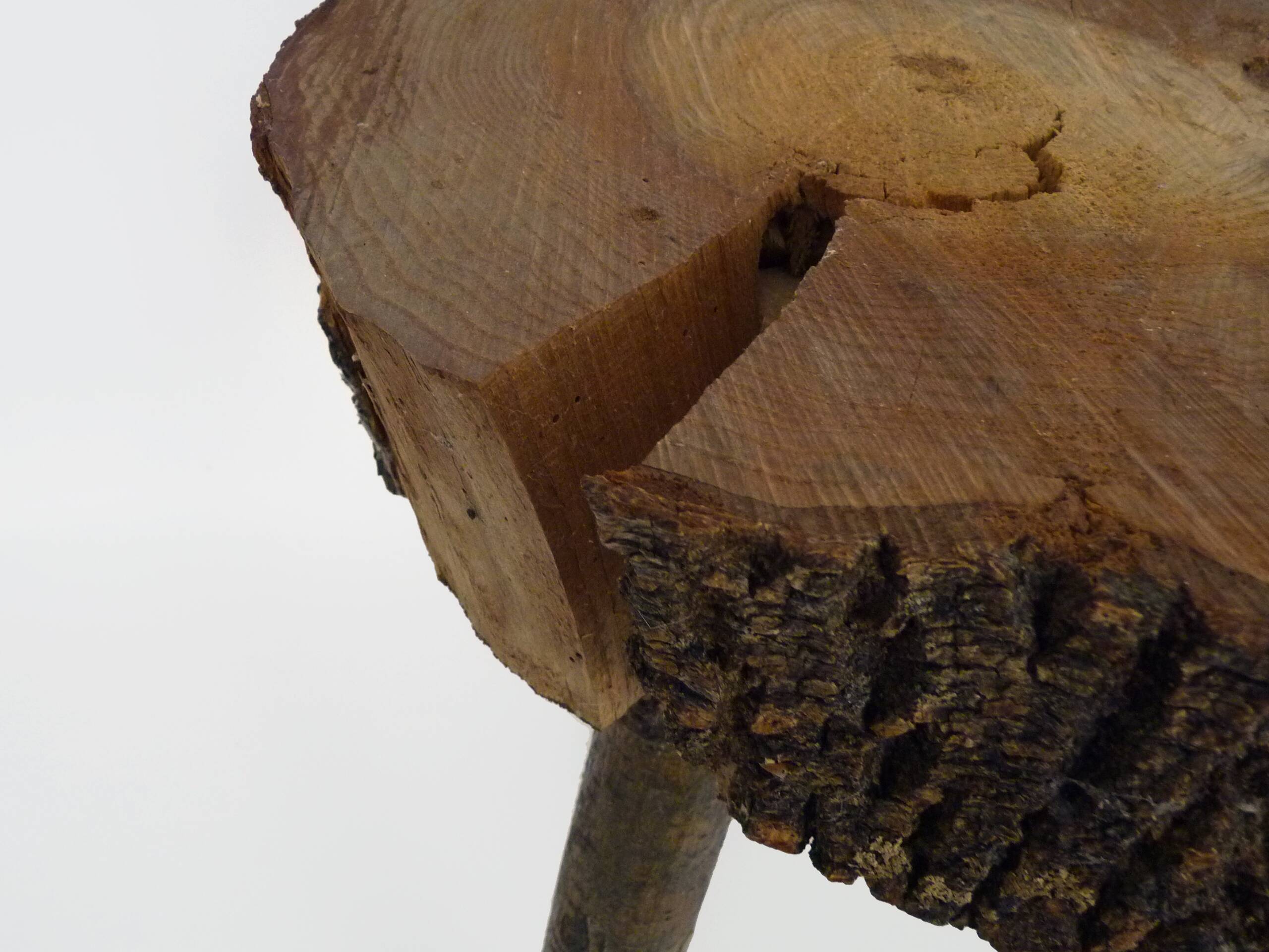 Tripod oak milking stool, Ariège peasant art, France (19th century)