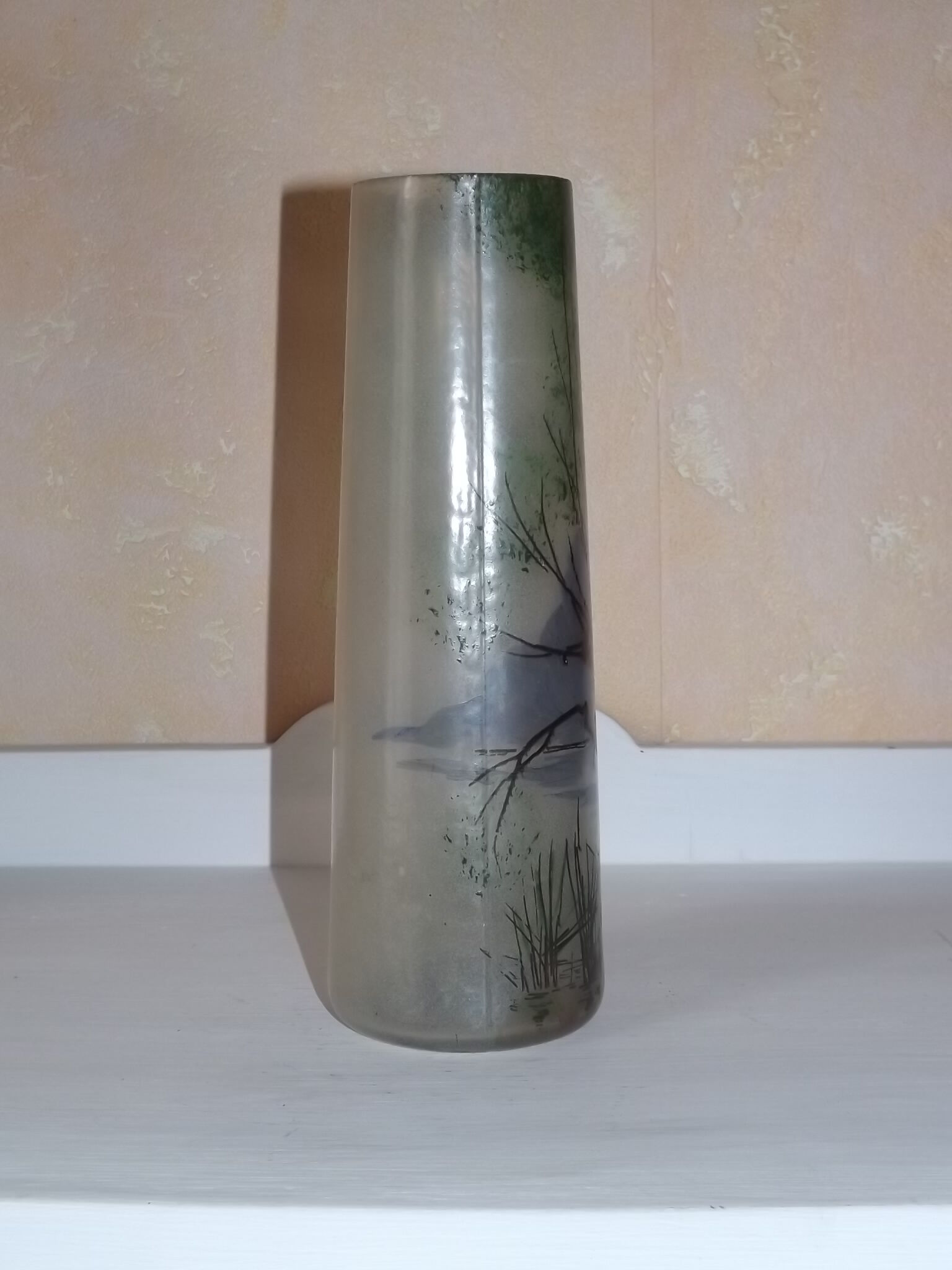 Vase verre émaillé signé JEM ( legras ) Selency
