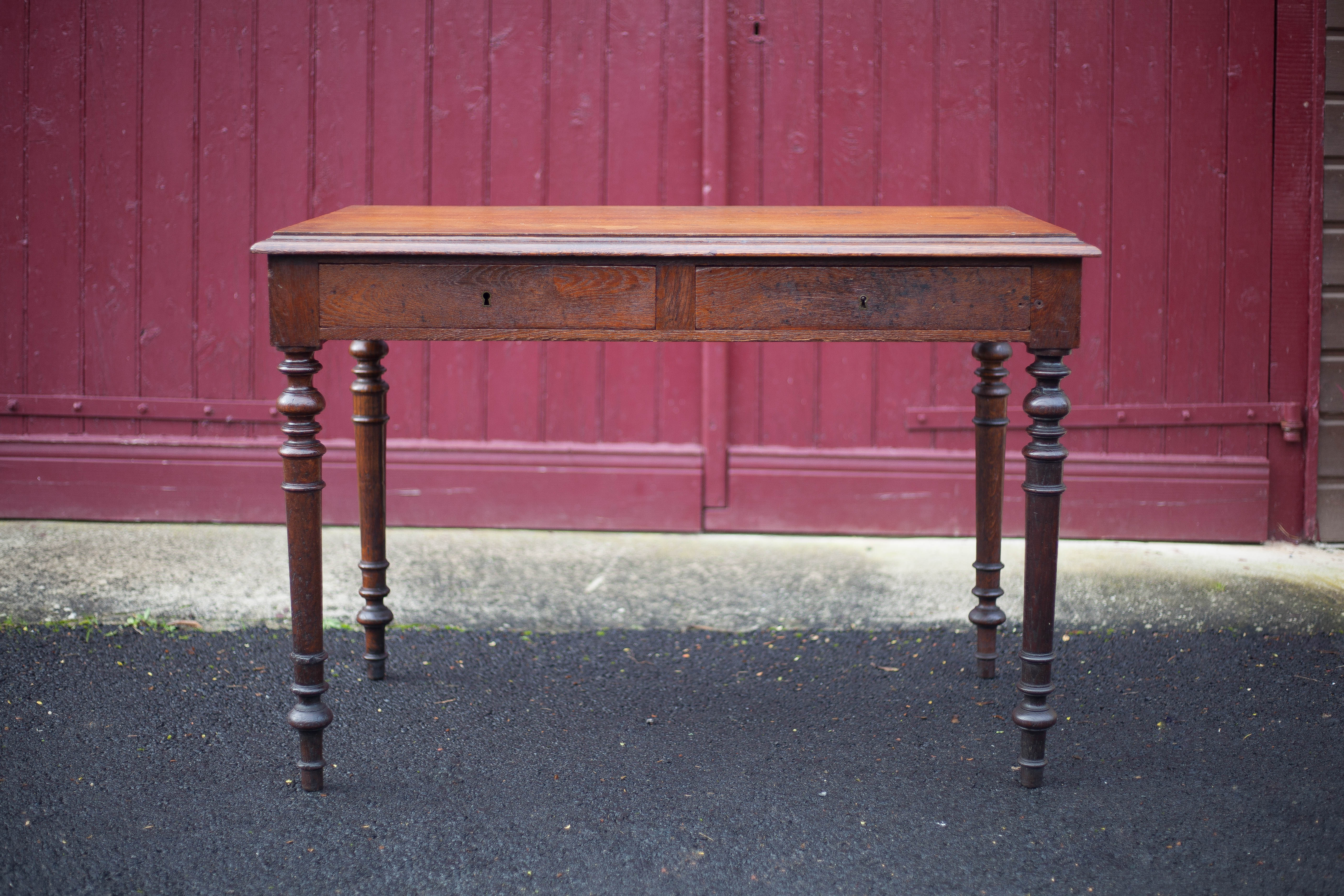 Table or desk Louis Philippe with two drawers