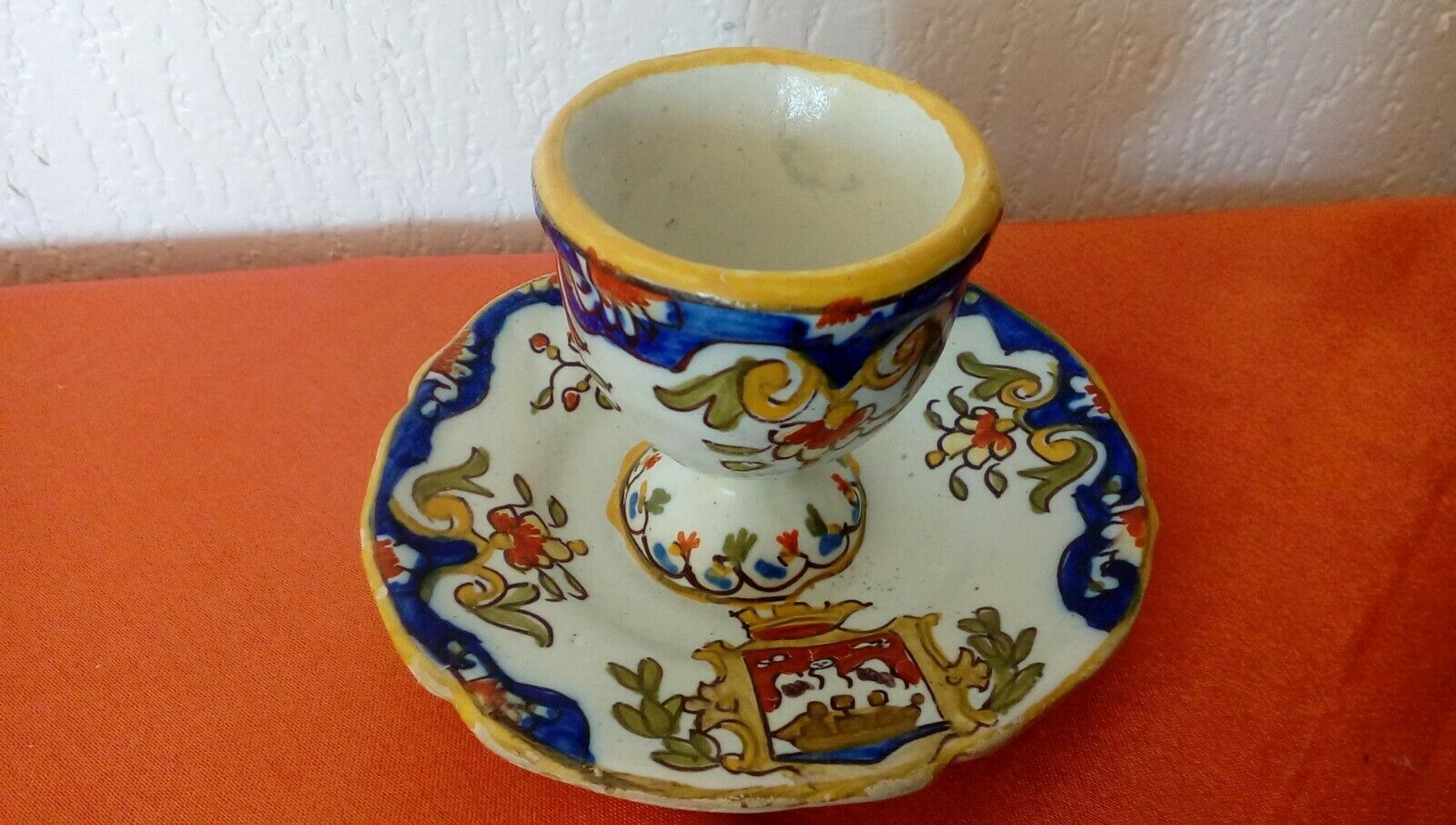 COQUETIER EN FAIENCE DECOR ROUEN